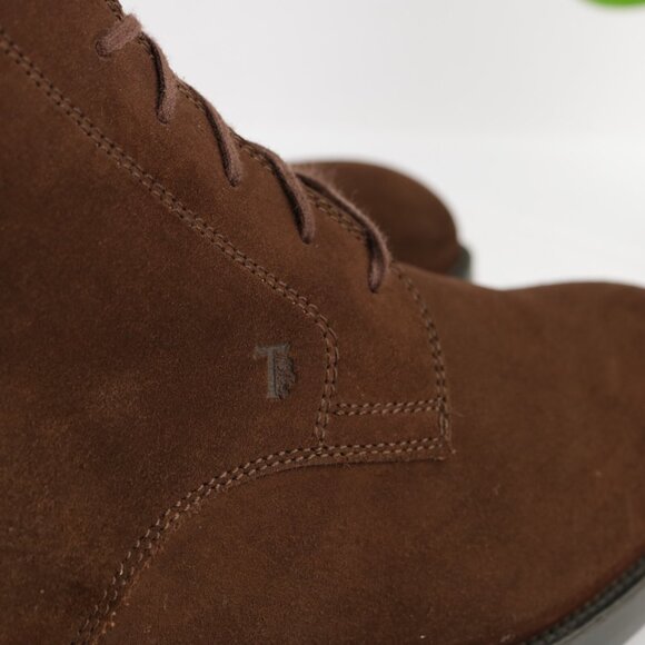TODS Mens Chukka Boots Size 10 Brown Suede Lace Up Plain Toe Comfy Dress Shoes - Picture 5 of 13